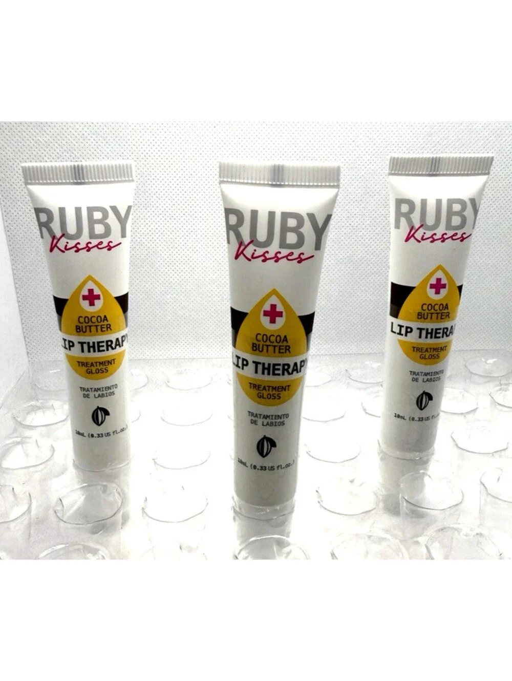 Ruby Kisses Cocoa Butter Hydrating Lip Therapy Treatment Gloss 3 Pack Clear New